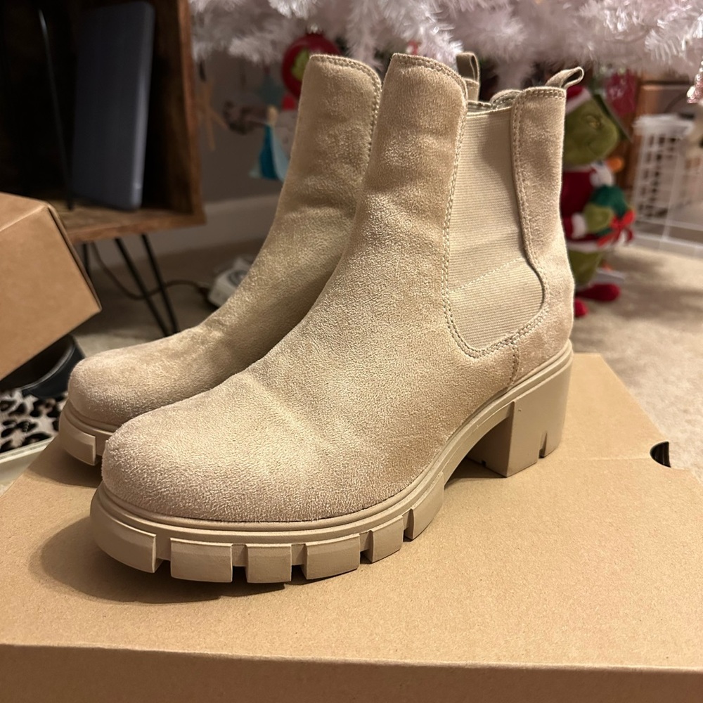 Madden Girl Tan Block Heel Boots